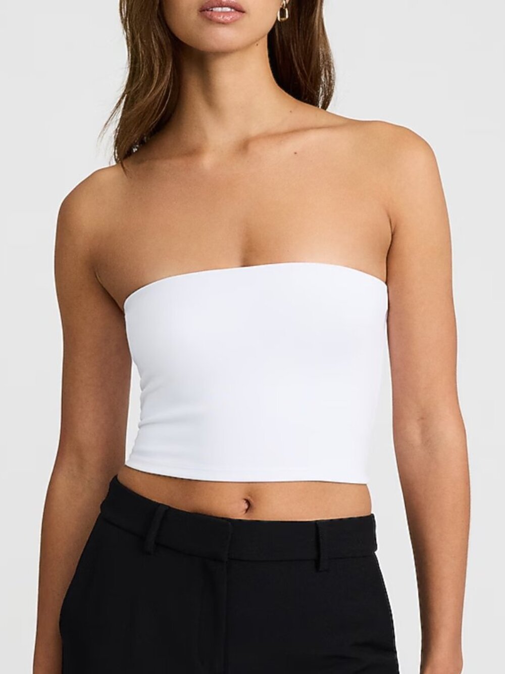 Express Body Contour High Compression Cropped Tube Top White